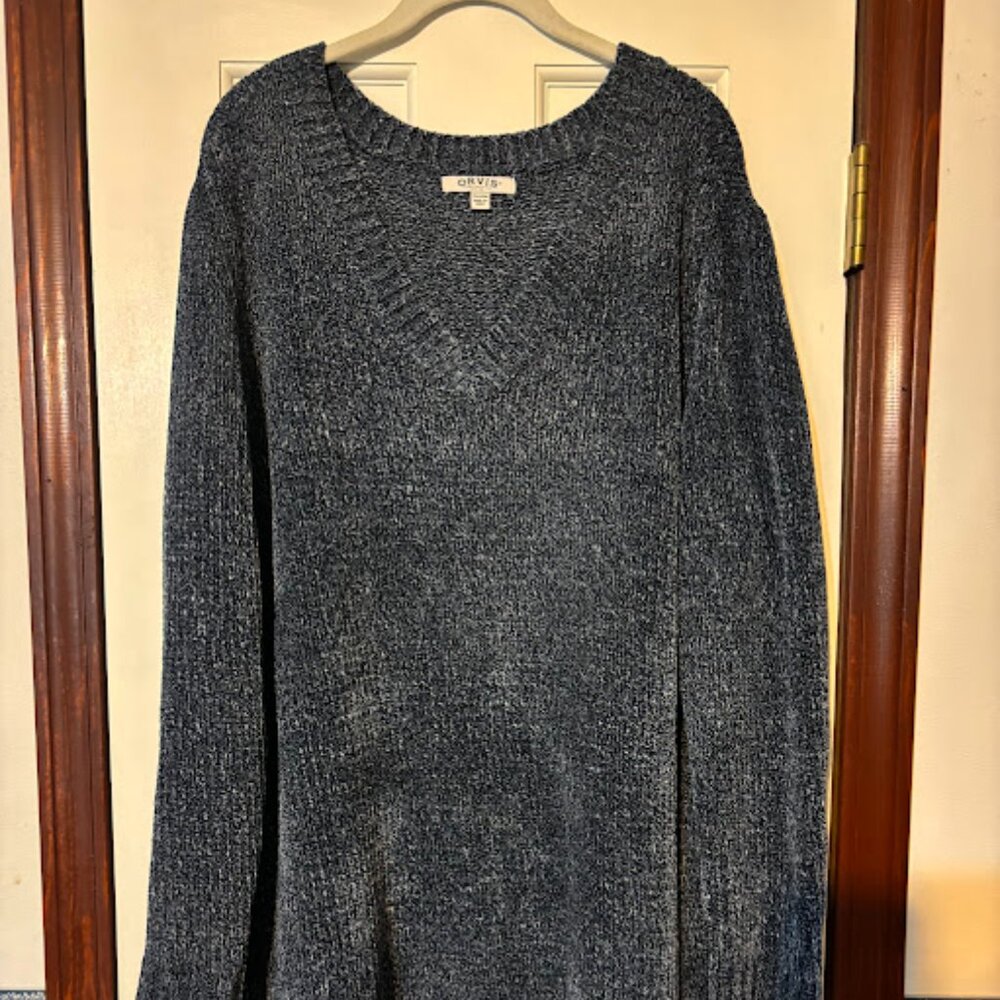 Orvis Navy Chenille Tunic Sweater, Size 2XL